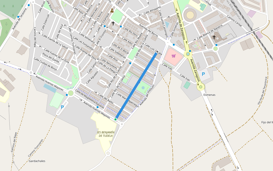 Calle de Domingo Gaztelu walking route map in Tudela