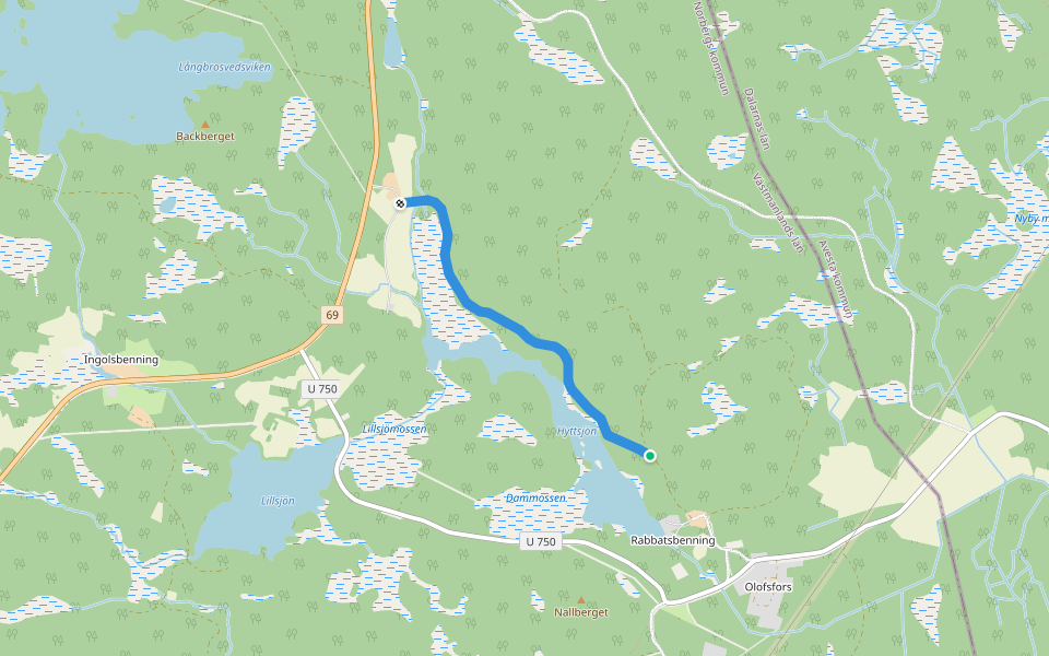 Brudstigen walking route map in Olofsfors
