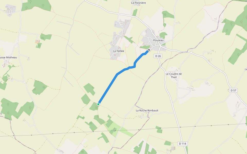 Chemin Rural de Pouzeau à la plaine de la Teillée walking route map in Saint-Sauvant