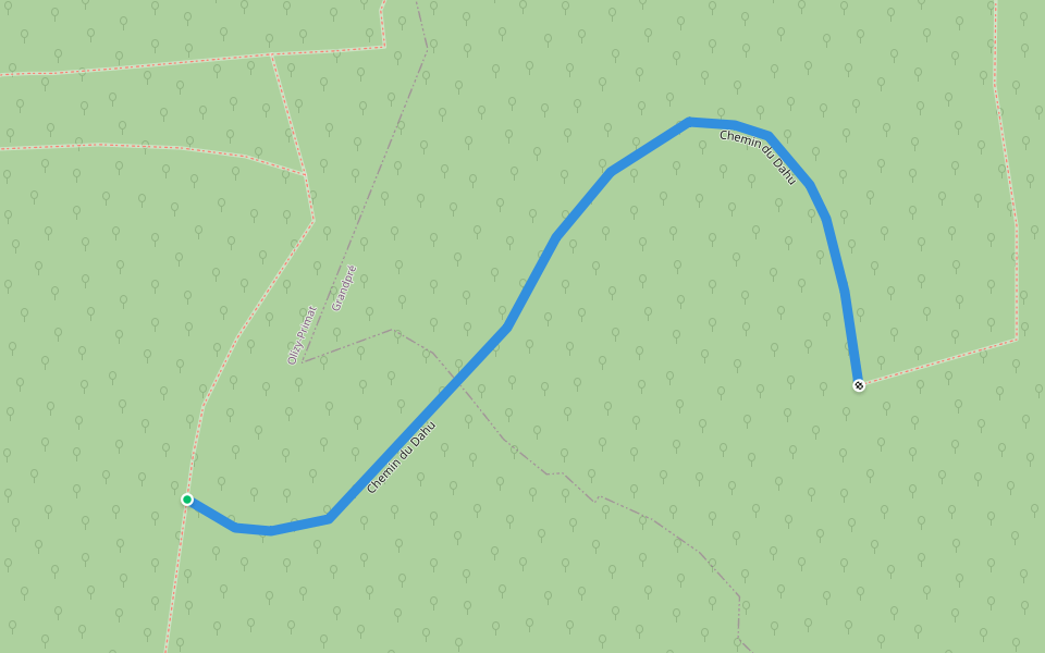 Chemin du Dahu walking route map in Olizy-Primat