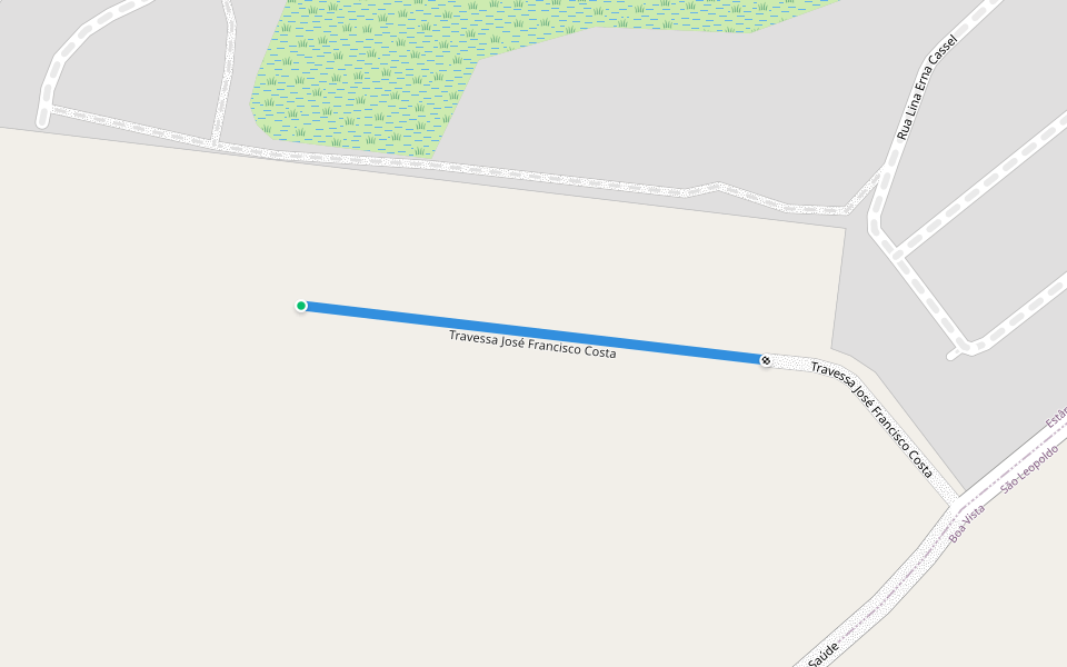 Travessa José Francisco Costa walking route map in Estância Velha