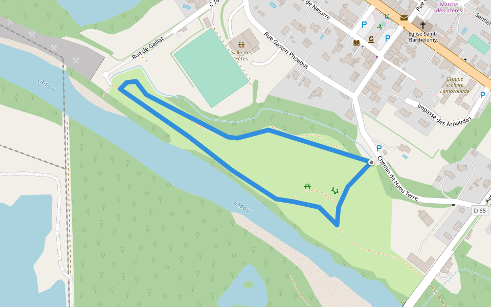 Parcours de santé walking route map in Cazères-sur-l'Adour