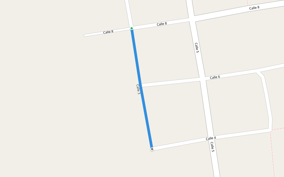 Calle 3 walking route map in Dieciocho de Marzo