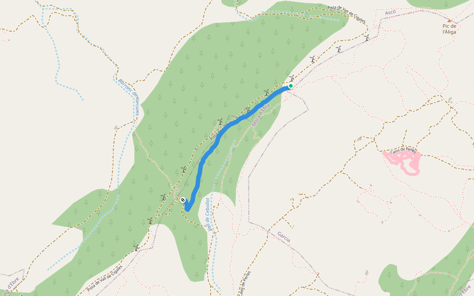 sendera Cebollot Oest walking route map in Ascó