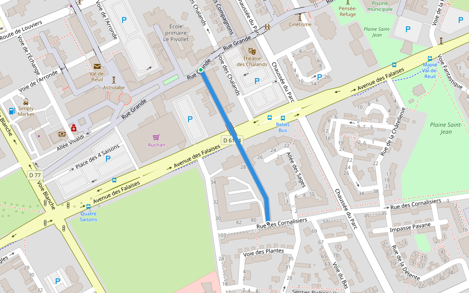 Rue Musarde walking route map in Val-de-Reuil