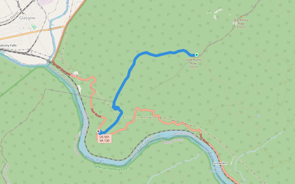 Little Rocky Row Trail walking route map in Buena Vista