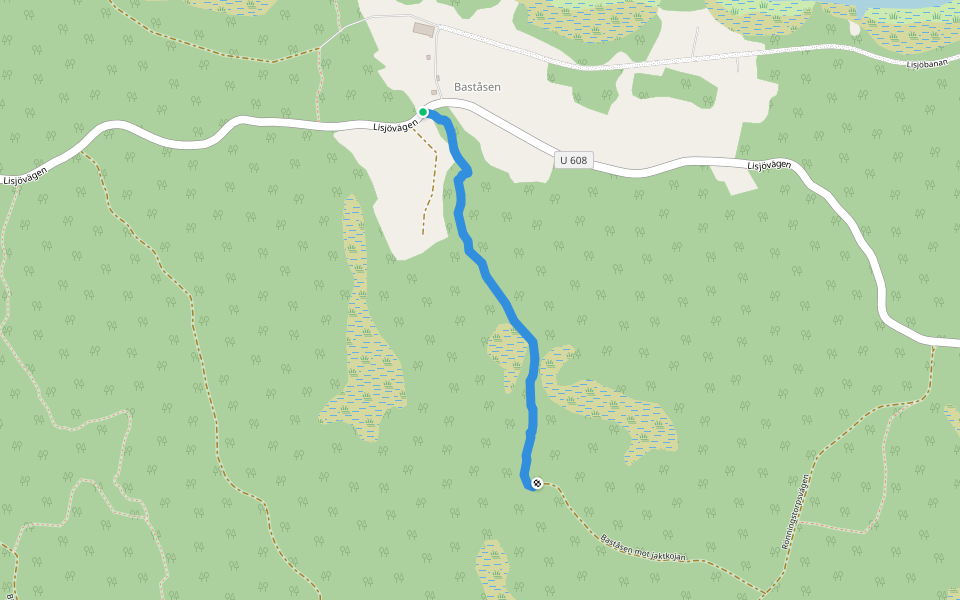 Baståsen mot jaktkojan walking route map in Surahammar