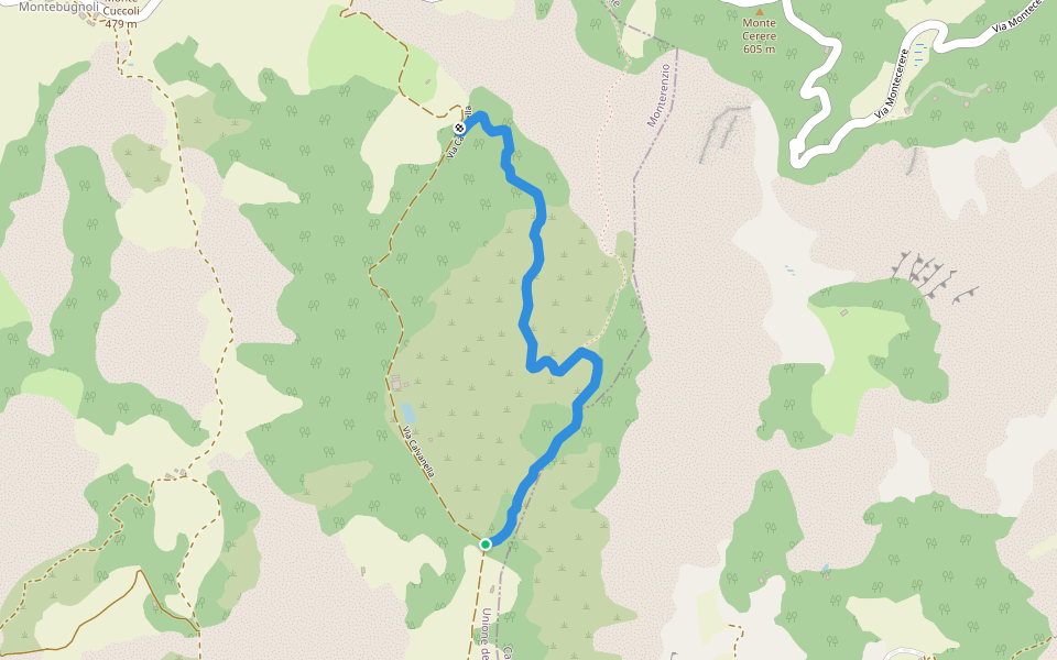 Arcieri trail walking route map in Monterenzio