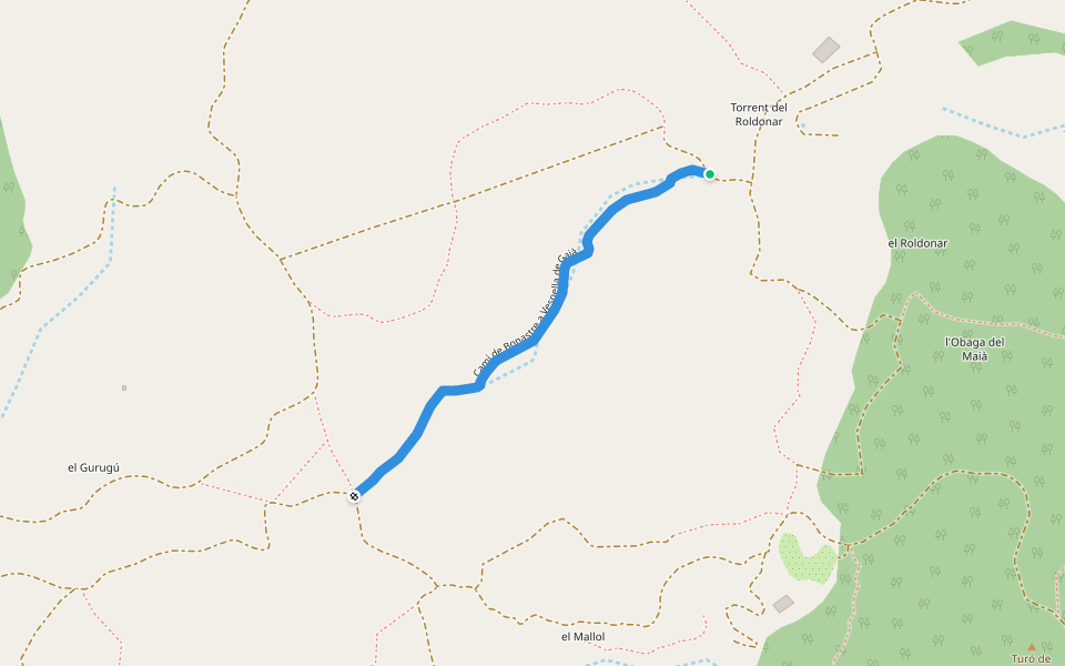 Camí de Bonastre a Vespella de Gaià walking route map in Bonastre