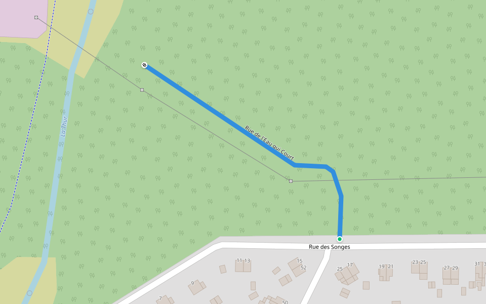 Rue de l'Eau qui Court walking route map in Staffelfelden