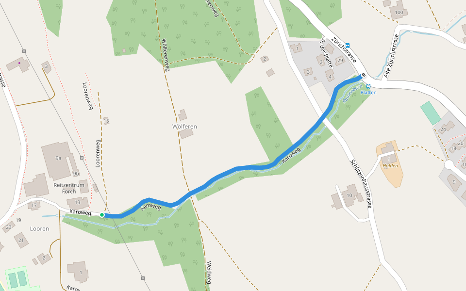 Karoweg walking route map in Forch