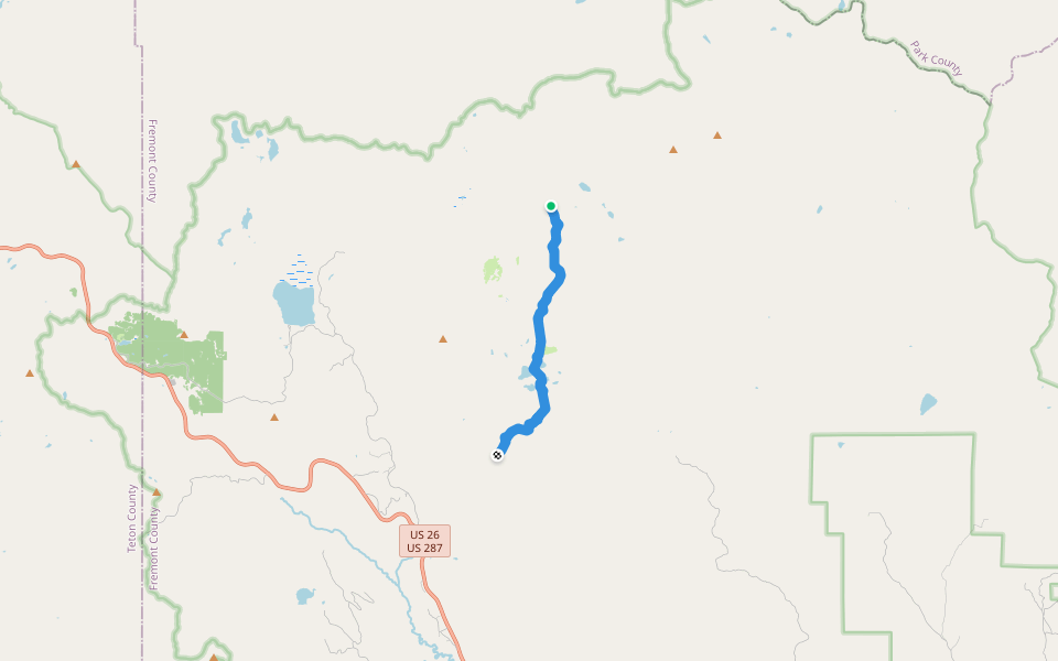 Kisinger Lakes Trail walking route map in Dubois
