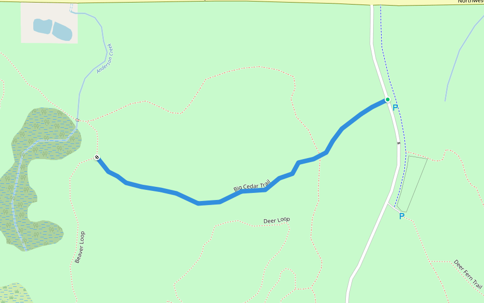 Big Cedar Trail walking route map in Silverdale