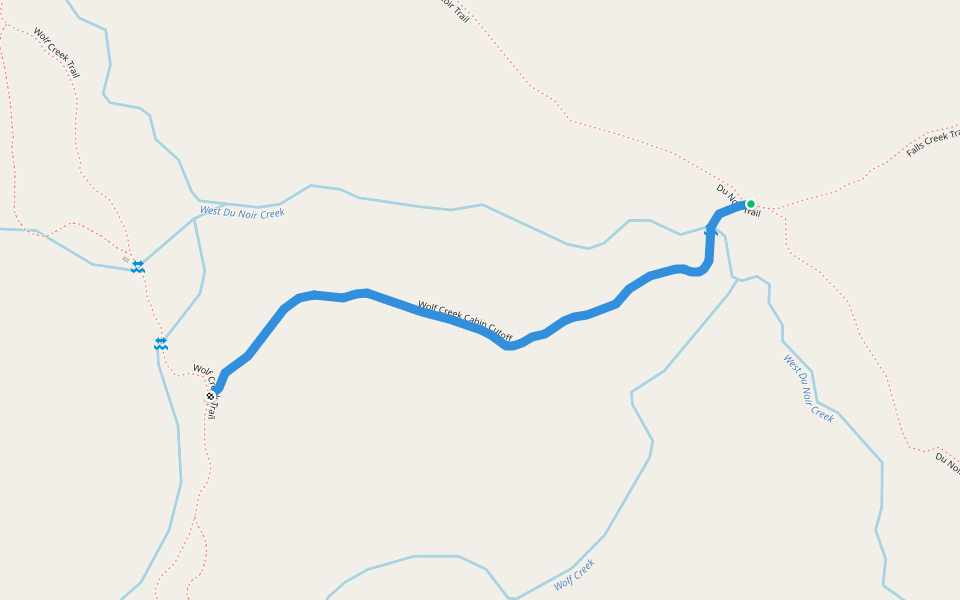 Wolf Creek Cabin Cutoff Trail walking route map in Dubois