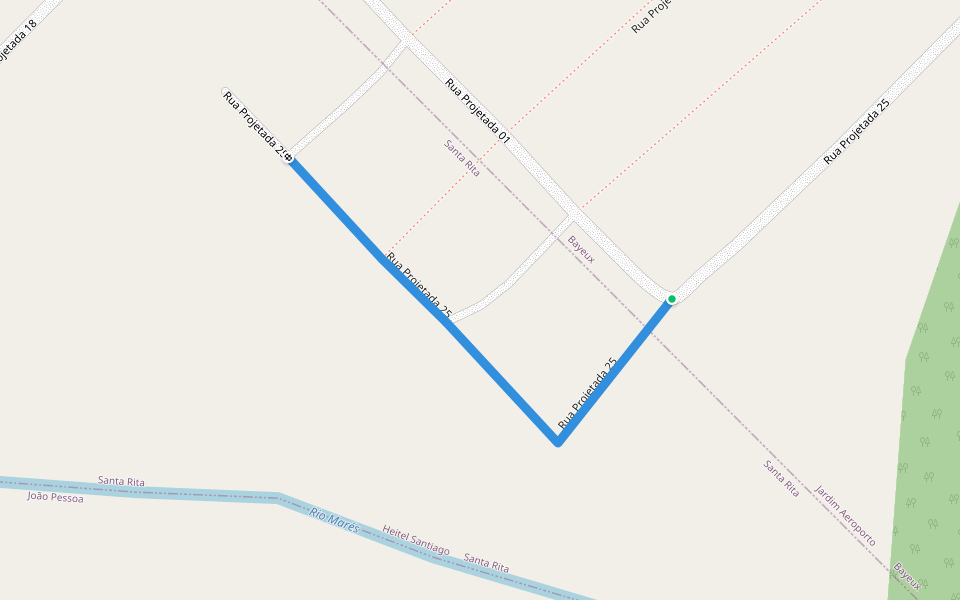 Rua Projetada 25 walking route map in Santa Rita