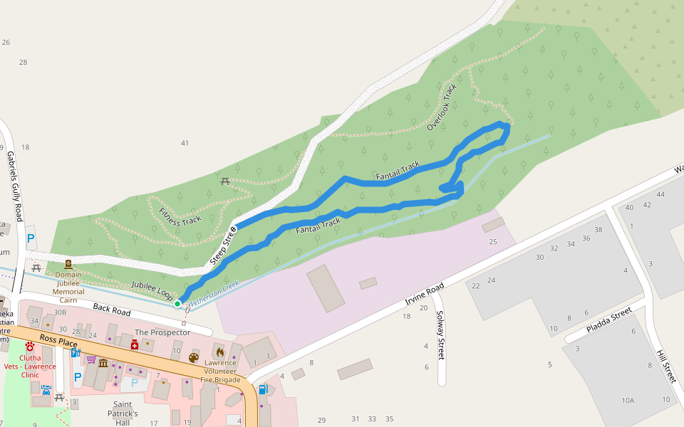 Fantail Track walking route map in Lawrence