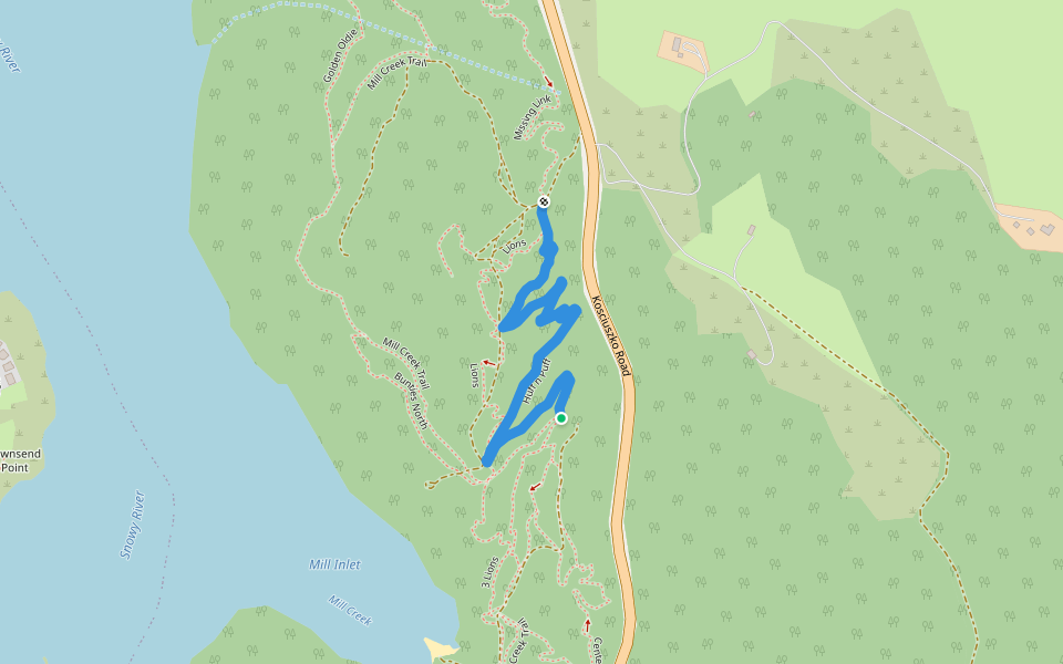 Huff n Puff walking route map in East Jindabyne