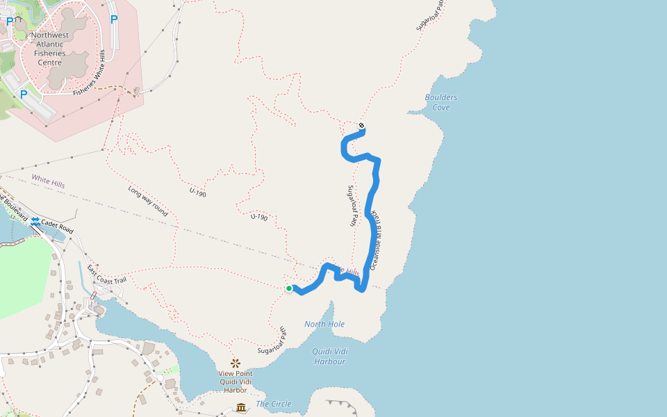 Oceanside MTB track walking route map in St. John's