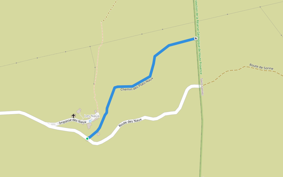 Chemin des Plats-Naux walking route map in Entrepierres