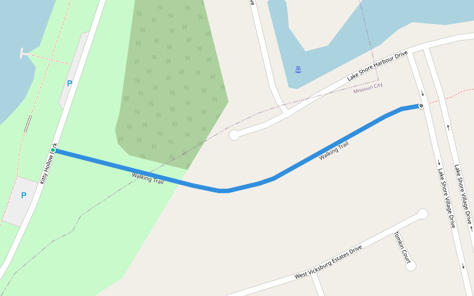 Walking Trail walking route map in Missouri City