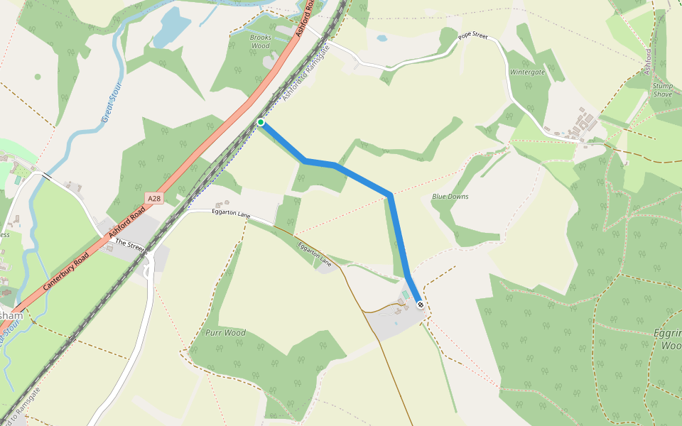 AE55 walking route map in Godmersham