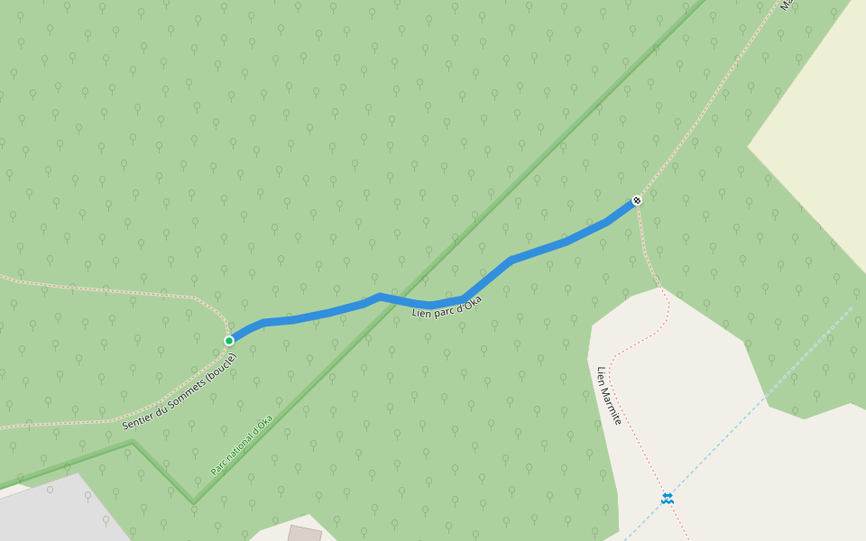 Lien parc d'Oka walking route map in Oka