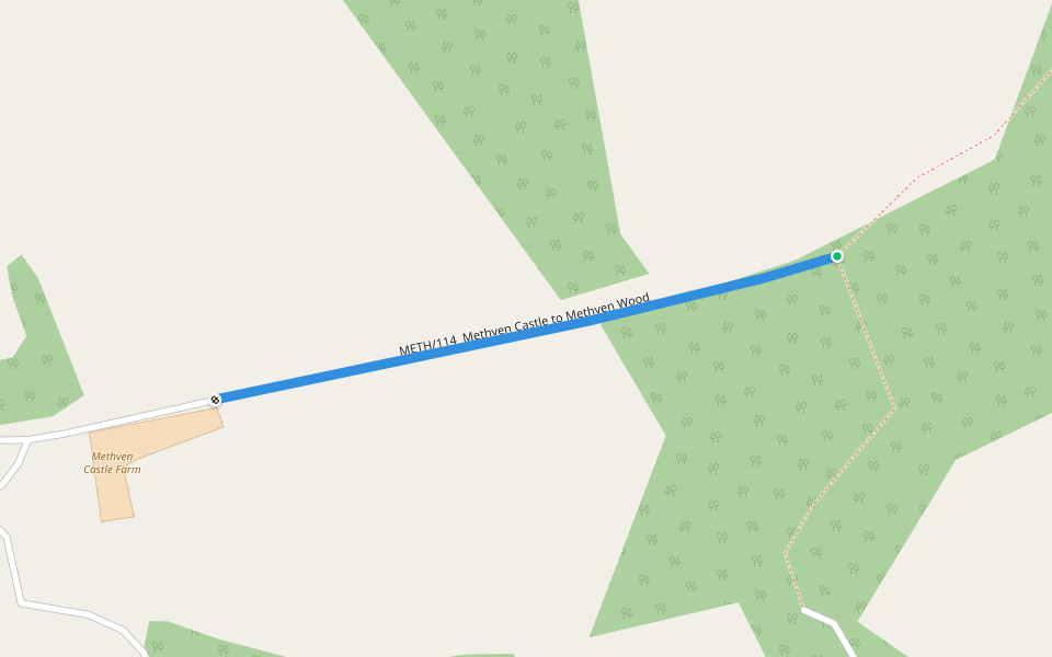 METH/114  Methven Castle to Methven Wood walking route map in Methven