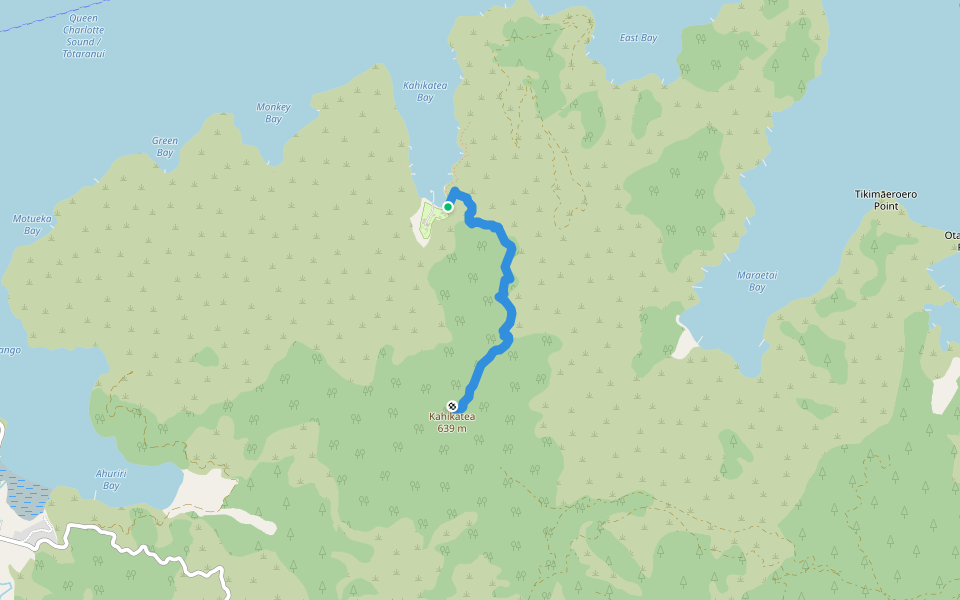 Kahikitea Track walking route map in Curious Cove