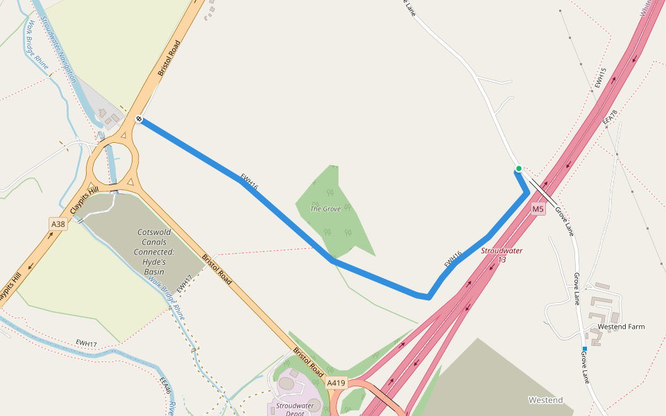 EWH16 walking route map in Whitminster