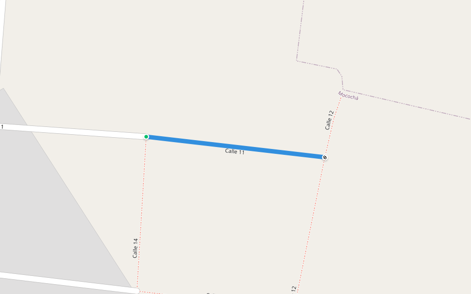 Calle 11 walking route map in Mocochá