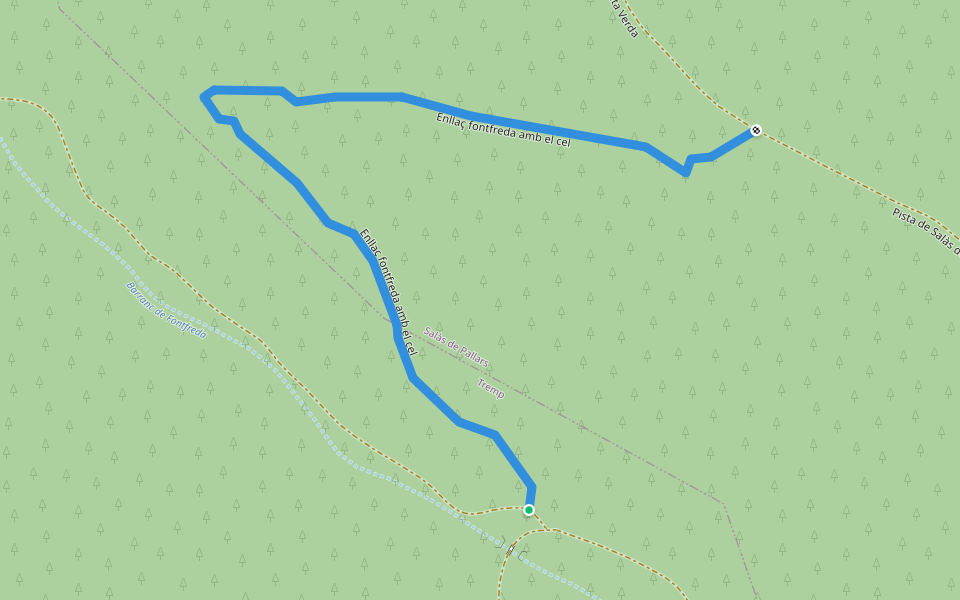 Enllaç fontfreda amb el cel walking route map in Tremp