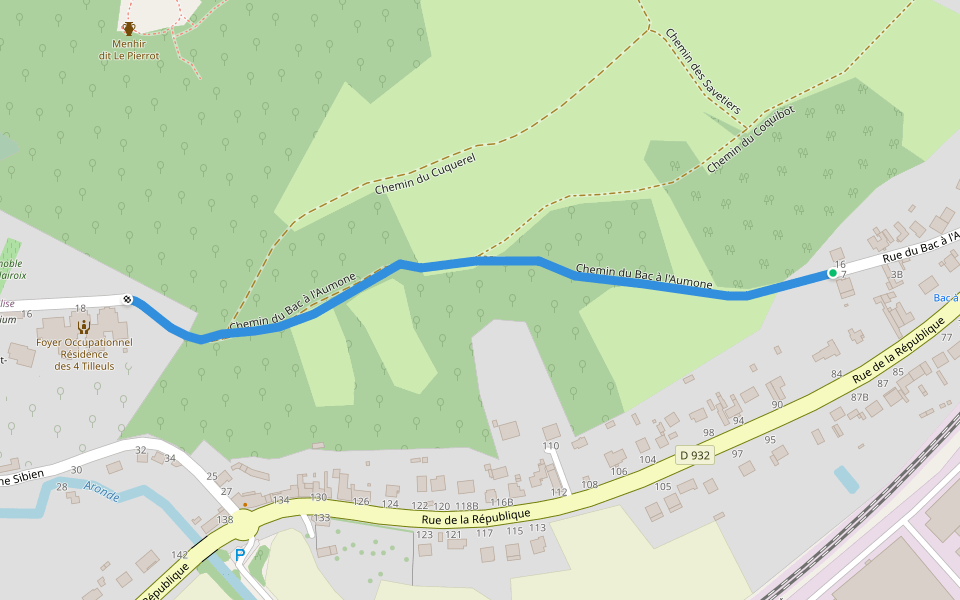Chemin du Bac à l'Aumone walking route map in Clairoix