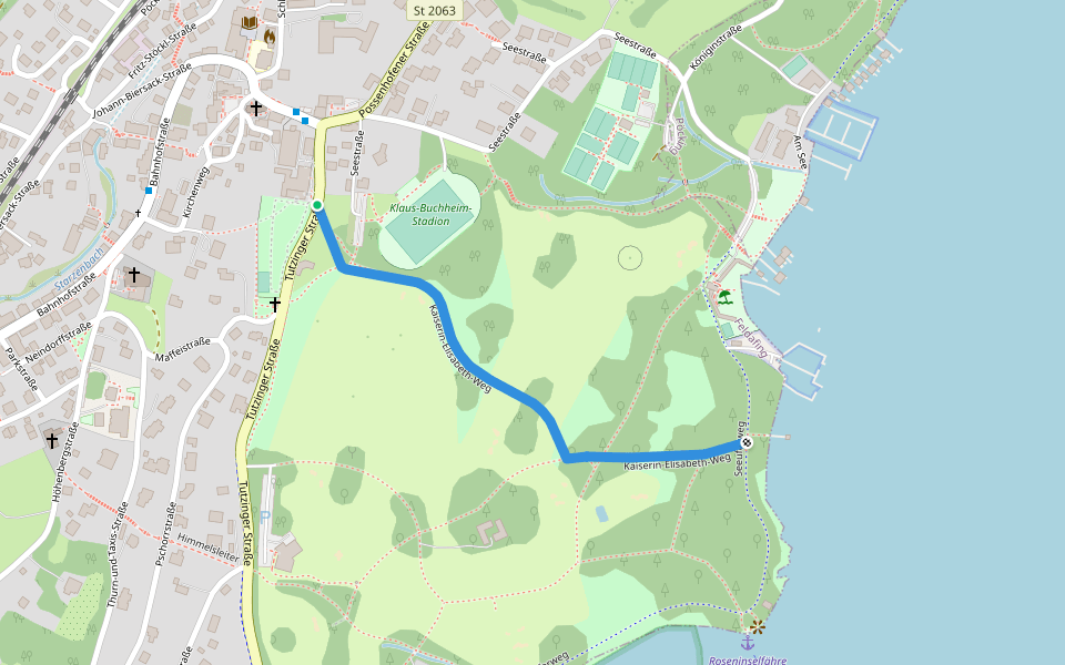 Kaiserin-Elisabeth-Weg walking route map in Feldafing
