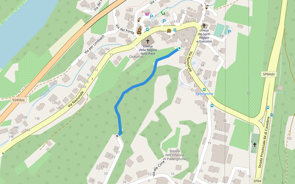 Scavalcamento di 'Doss Alt' e 'sentér dele Cime' walking route map in Padergnone