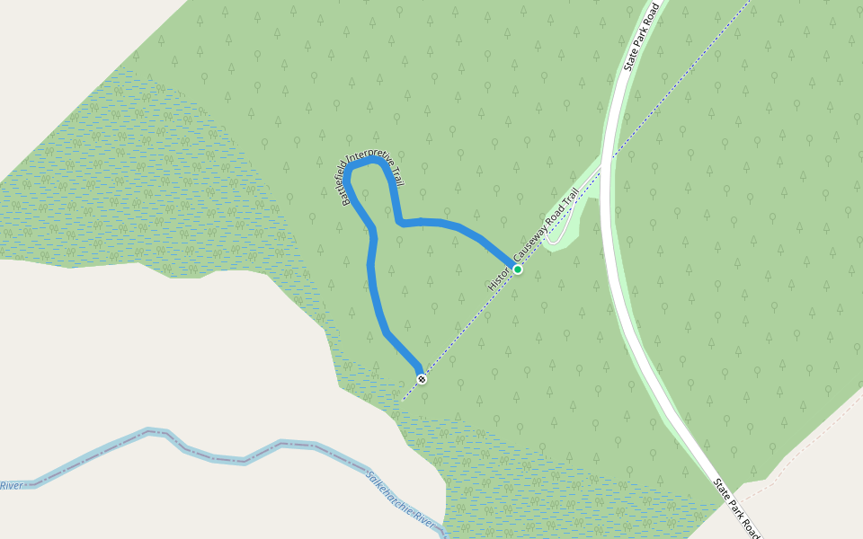Battlefield Interpretive Trail walking route map in Ehrhardt