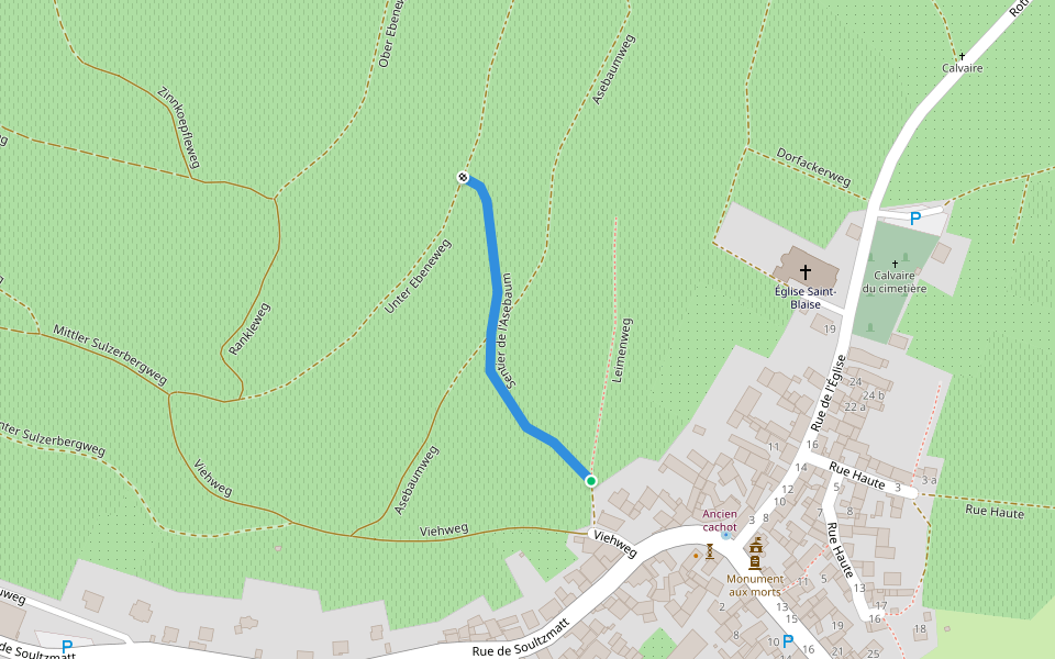Sentier de l'Asebaum walking route map in Westhalten