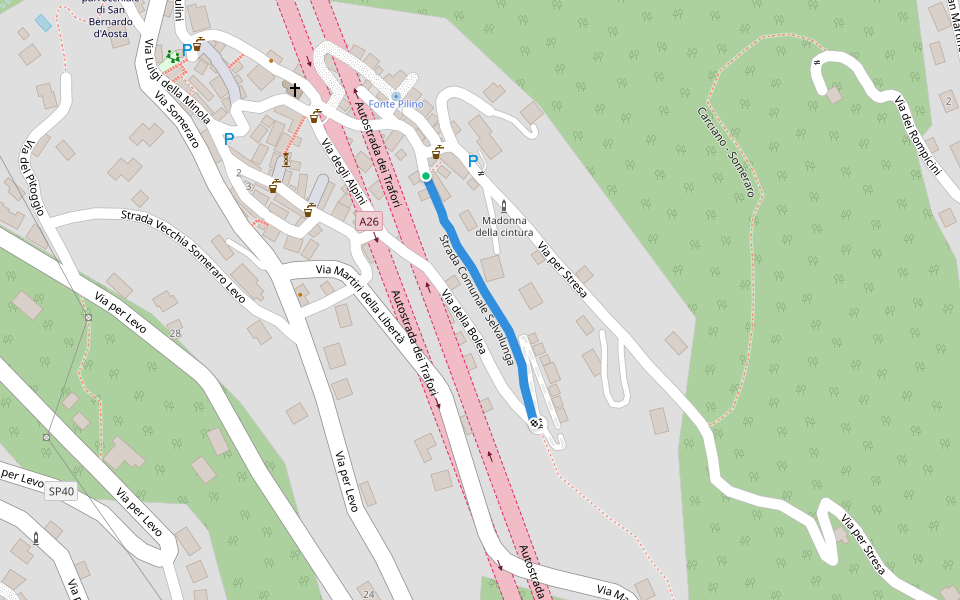 Strada Comunale Selvalunga walking route map in Someraro