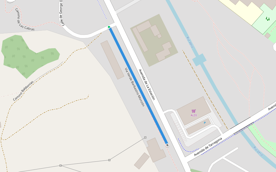 Via Verde Barbastro-Monzón walking route map in Barbastro