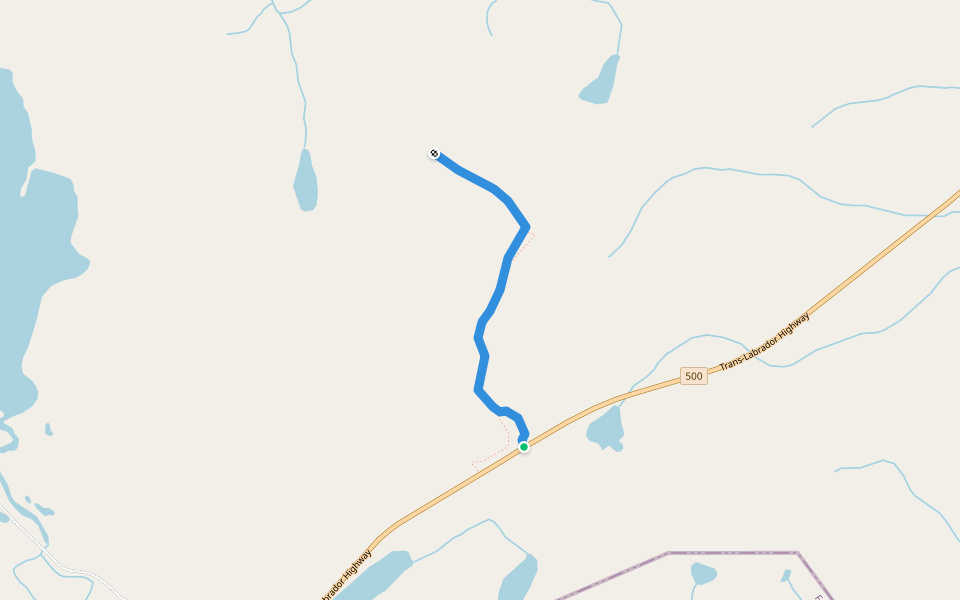 Highest point Trail looking to Labrador City and Wabush walking route map in Fermont