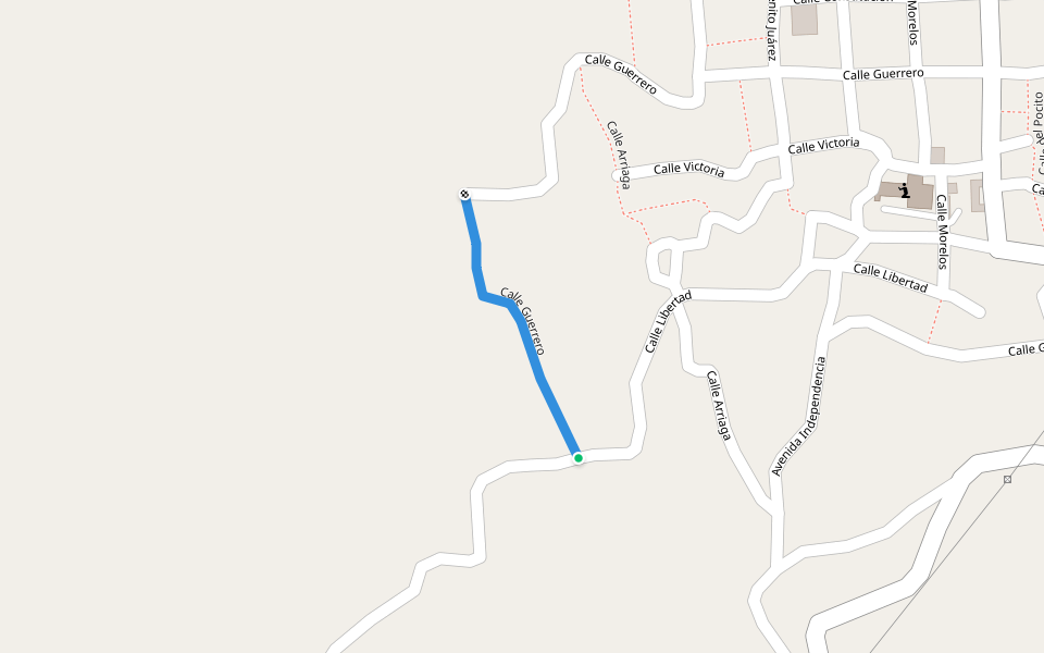 Calle Guerrero walking route map in Santa Catarina Ixtepeji