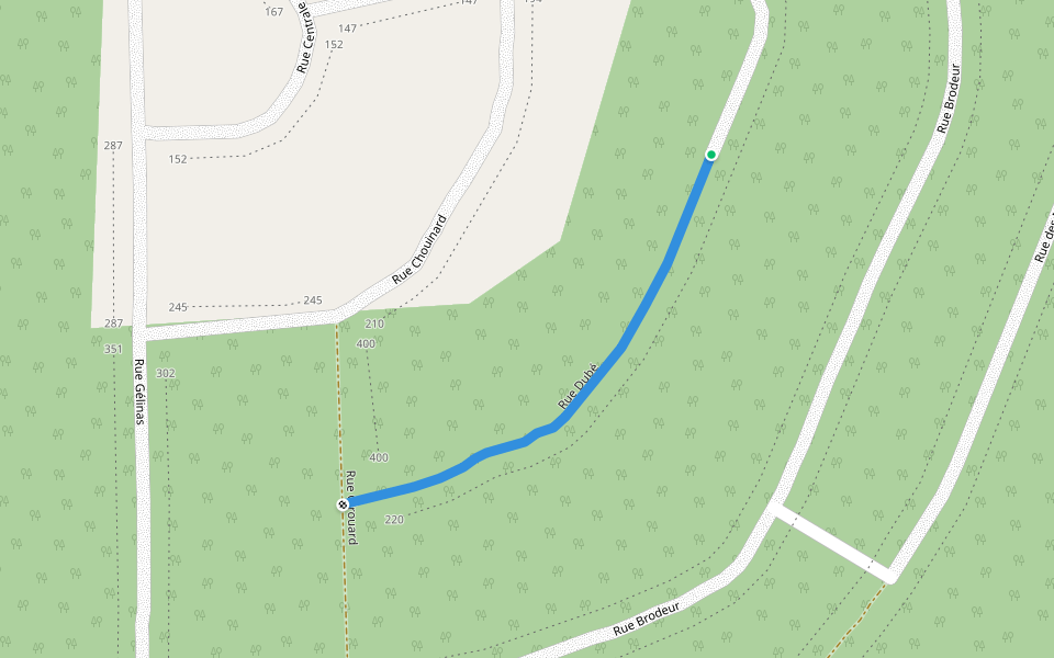 Rue Dubé walking route map in Magog