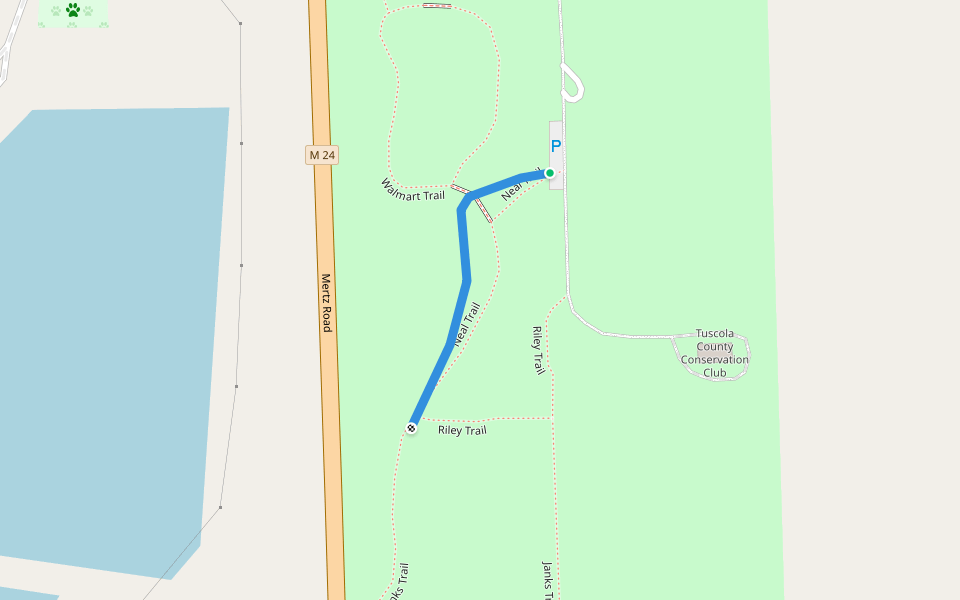 Neal Trail walking route map in Caro