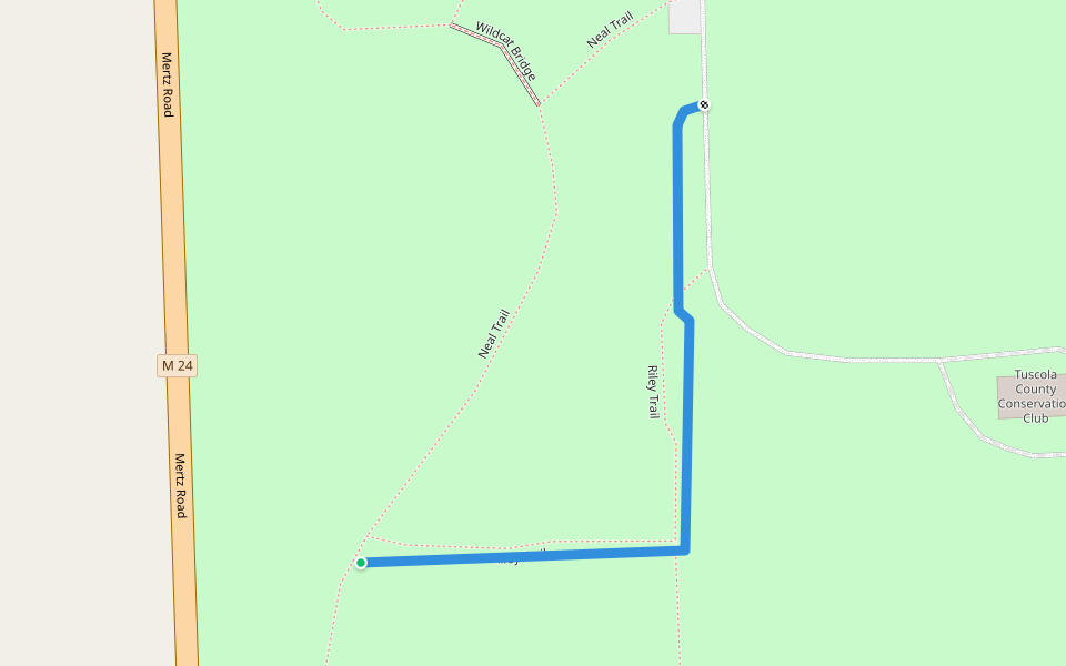 Riley Trail walking route map in Caro