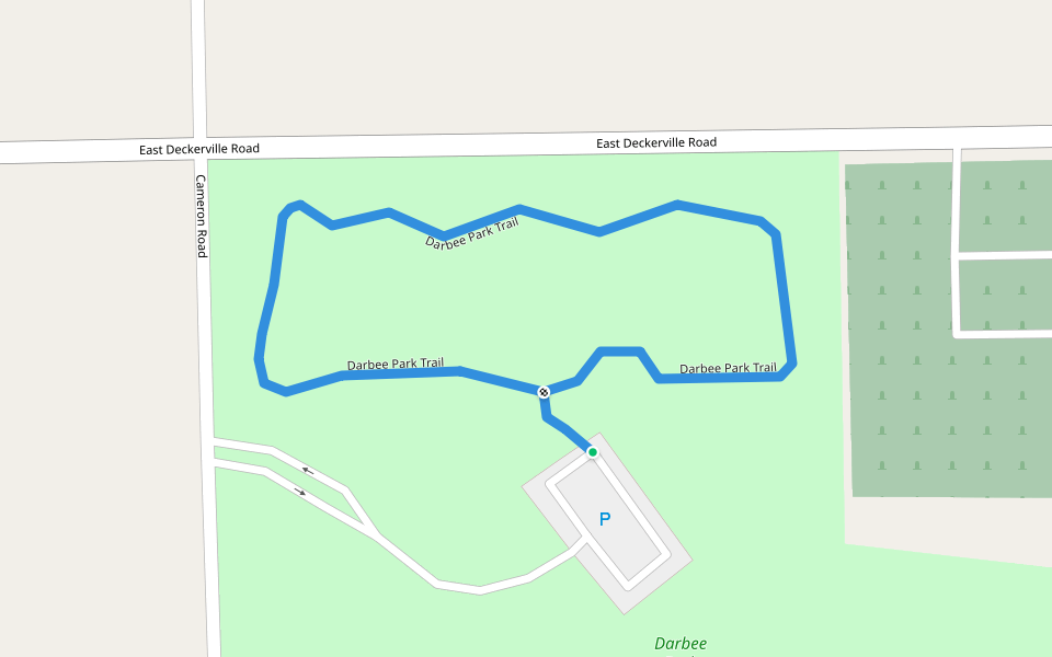 Darbee Park Trail walking route map in Caro