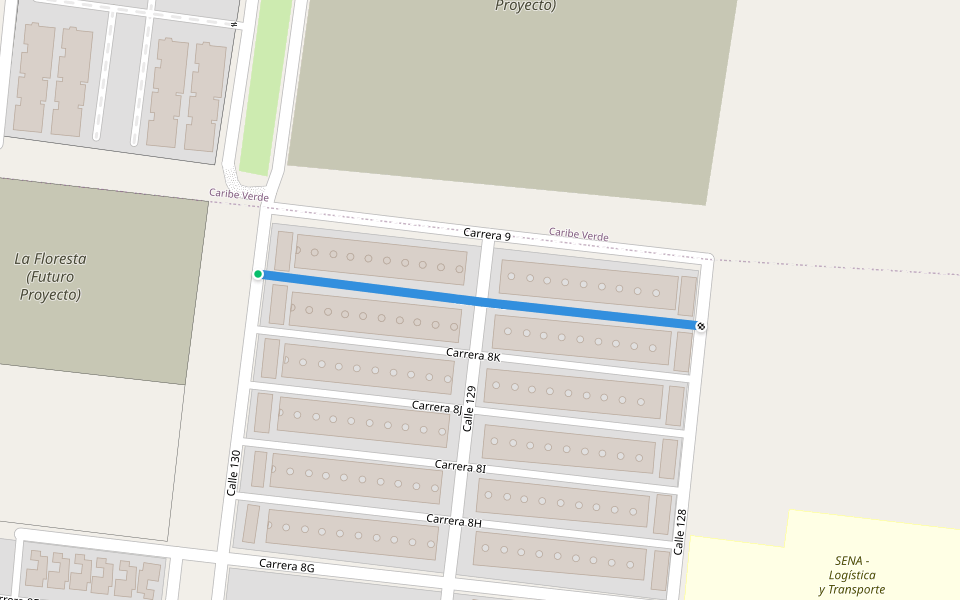 Carrera 8L walking route map in Soledad