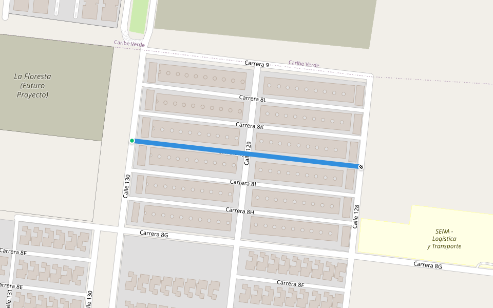 Carrera 8J walking route map in Soledad