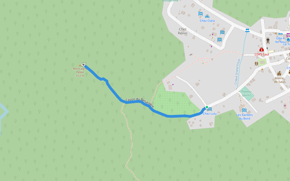 Layon du Belvédère walking route map in Saül