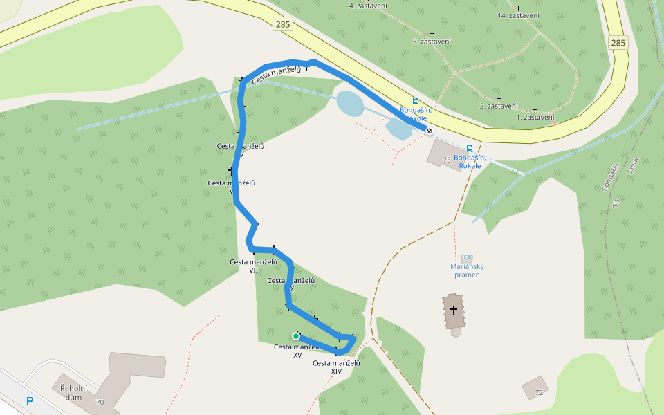 Cesta manželů walking route map in Bohdašín