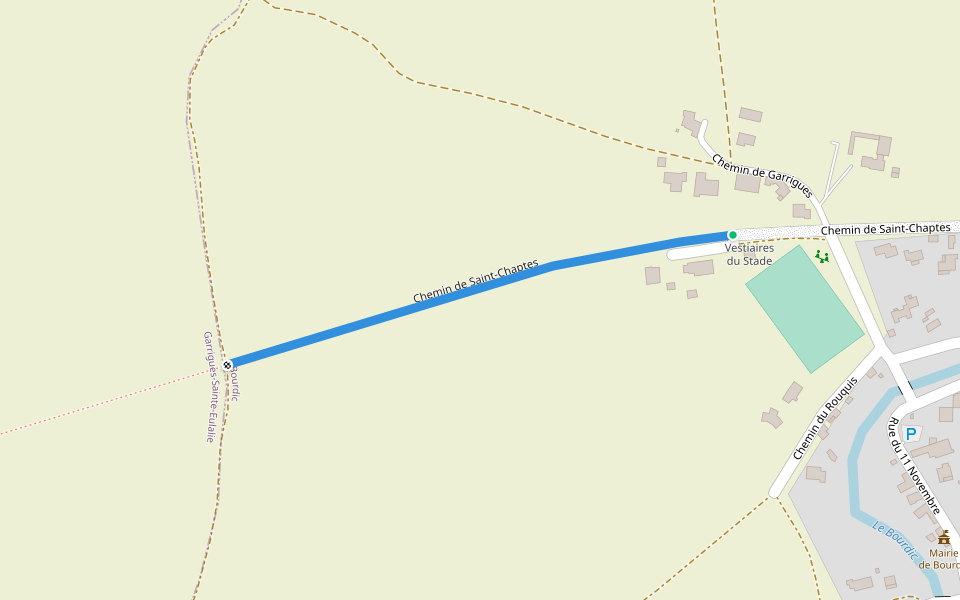Chemin de Saint-Chaptes walking route map in Bourdic