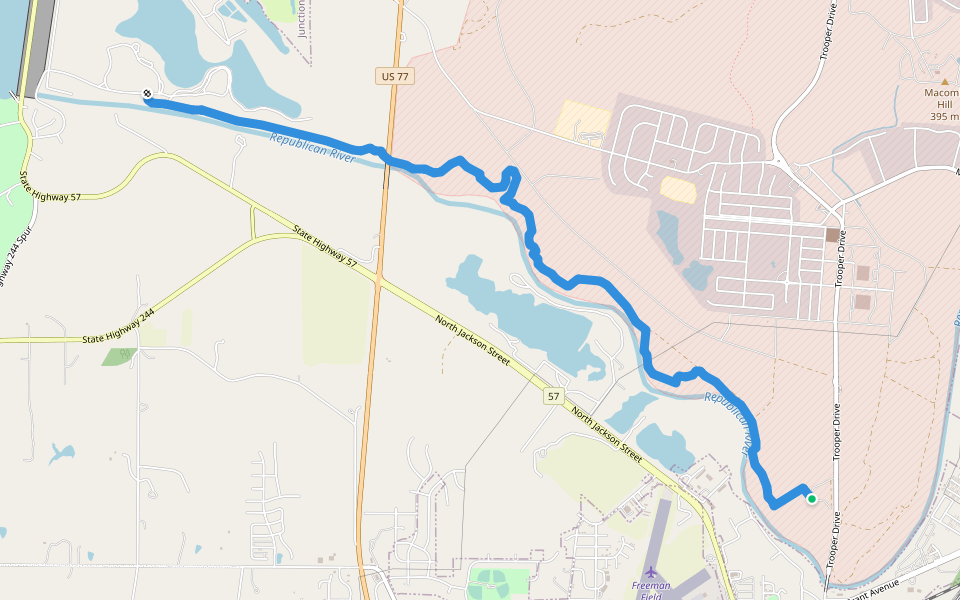 River Walk walking route map in Fort Riley